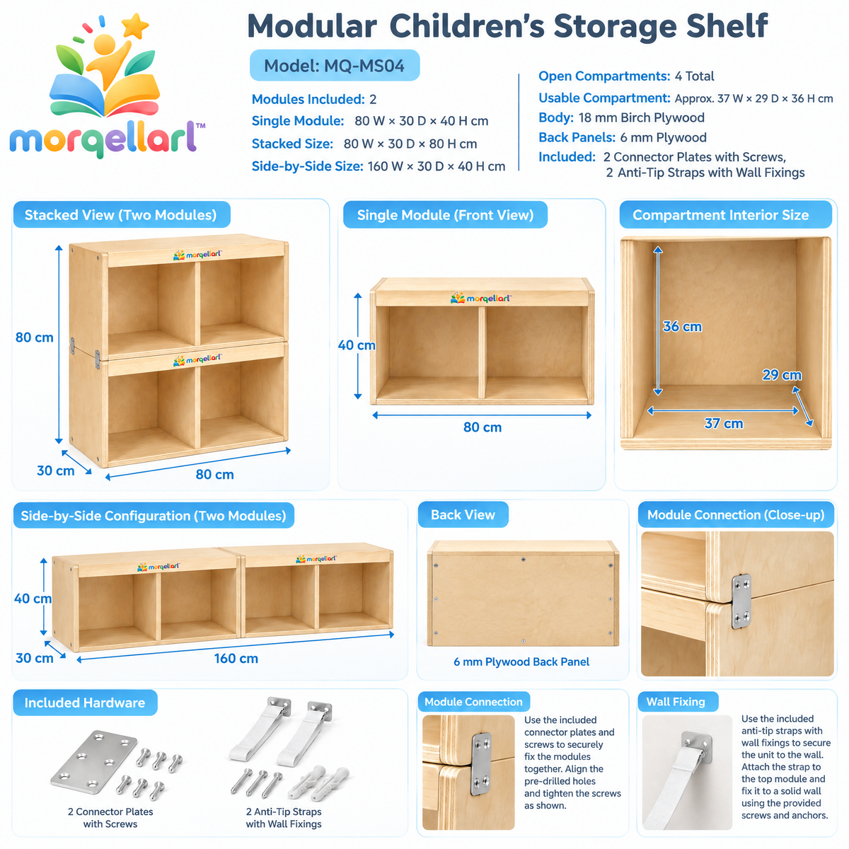 morqellarl™ Modular Children’s Storage Shelf