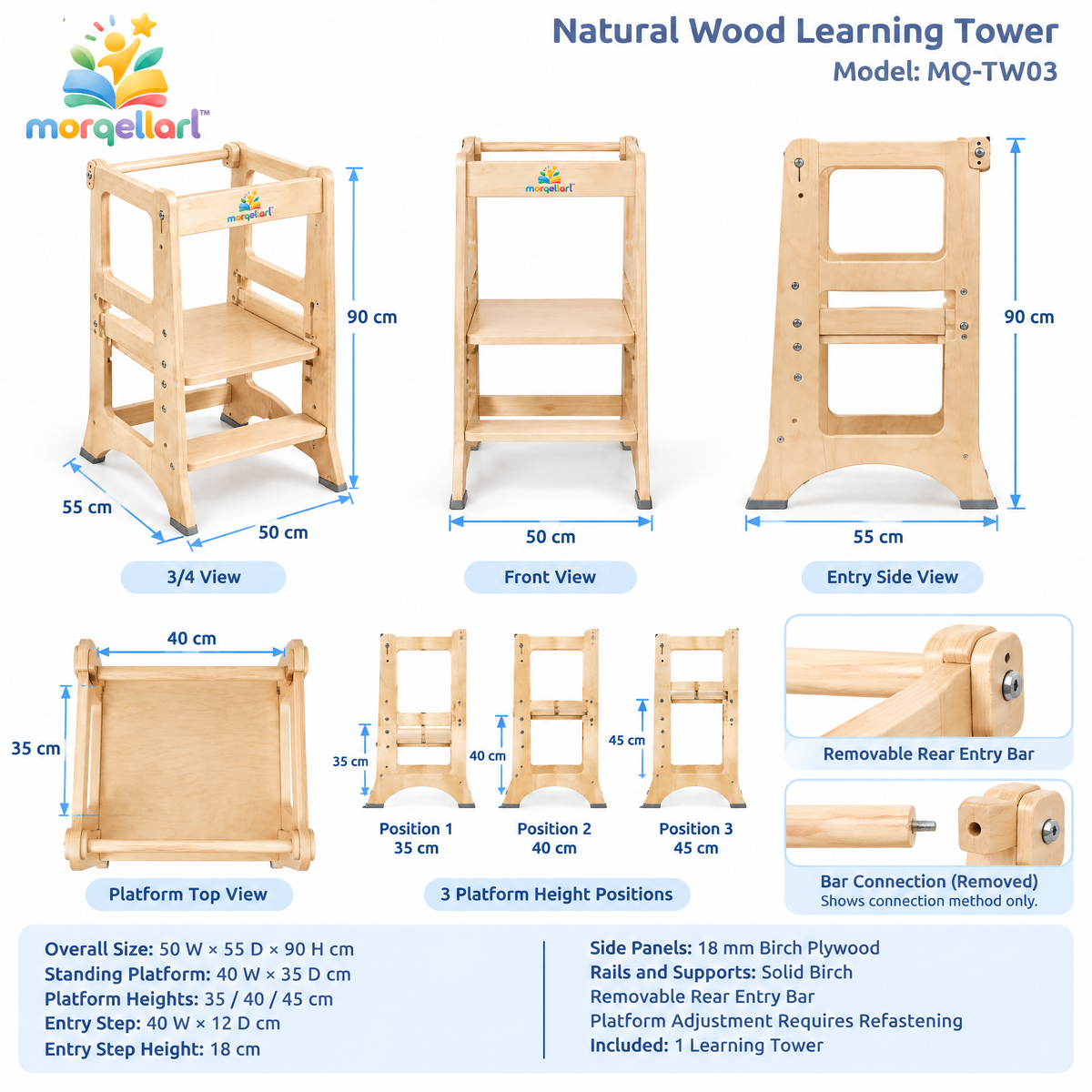 morqellarl™ Natural Wood Learning Tower