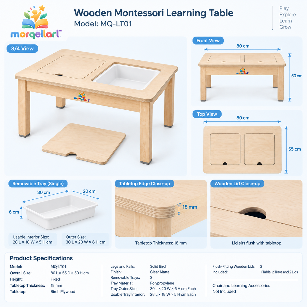 morqellarl™ Wooden Montessori Learning Table