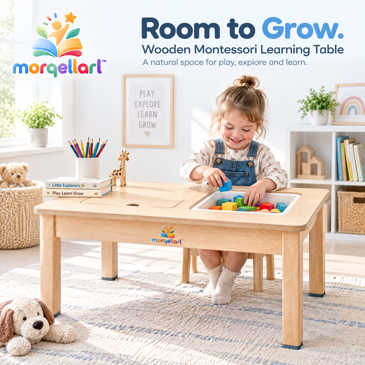 morqellarl™ Wooden Montessori Learning Table