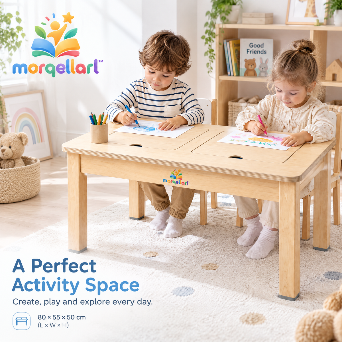 morqellarl™ Wooden Montessori Learning Table