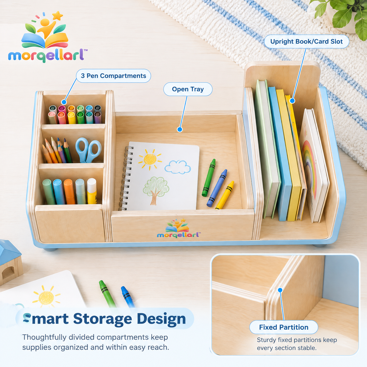 morqellarl™ Premium Kids Desk Organizer