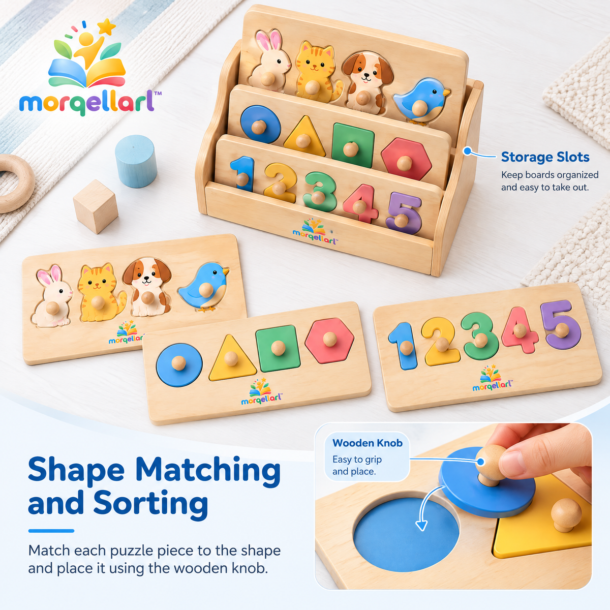 morqellarl™ Premium Wooden Learning Puzzle Collection