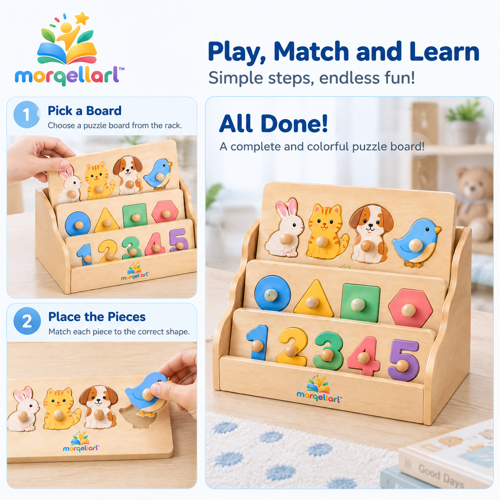 morqellarl™ Premium Wooden Learning Puzzle Collection