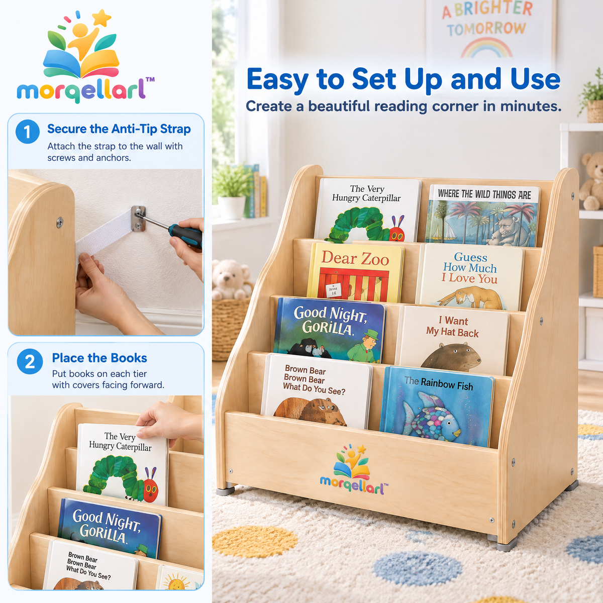 morqellarl™ Children’s Book Display Shelf