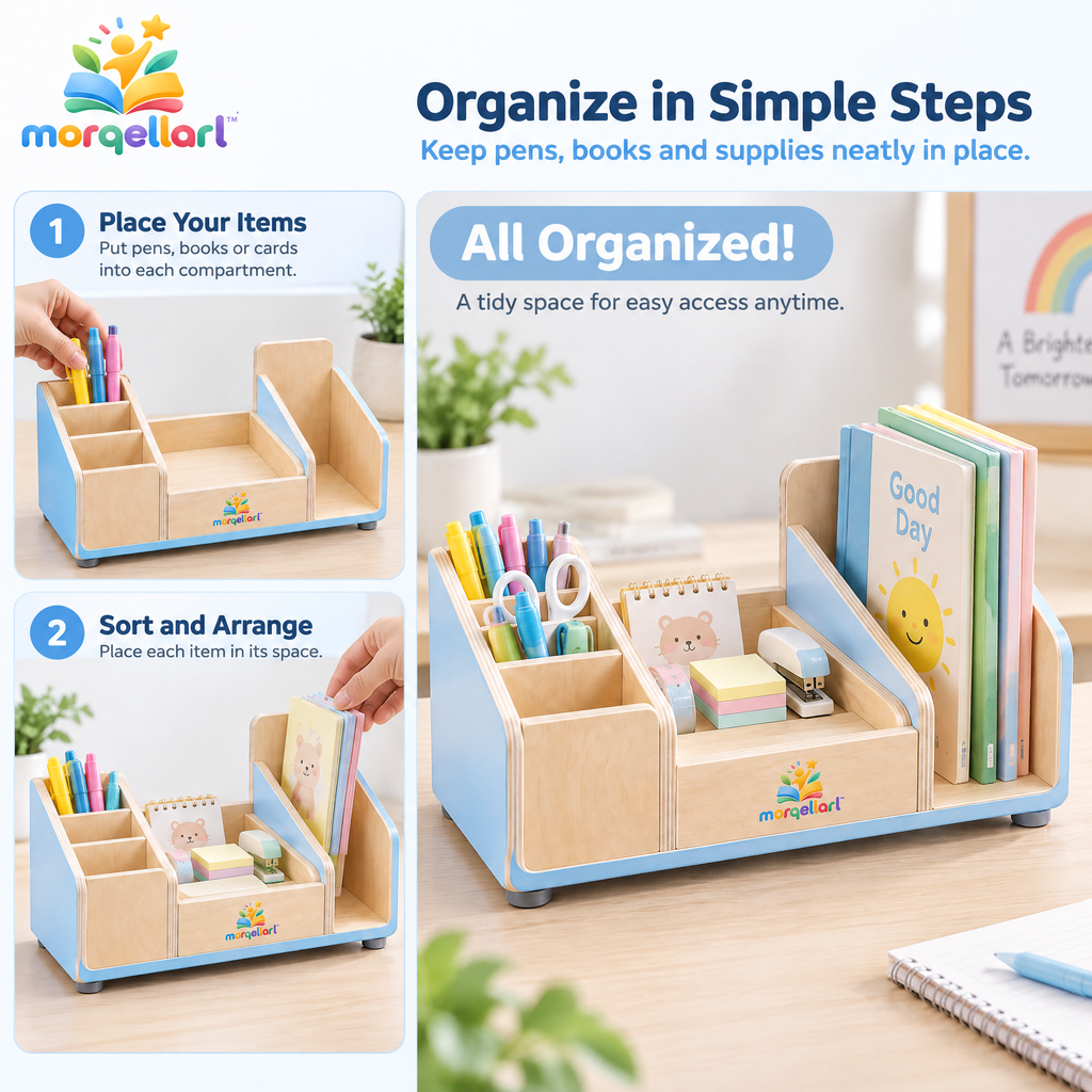 morqellarl™ Premium Kids Desk Organizer