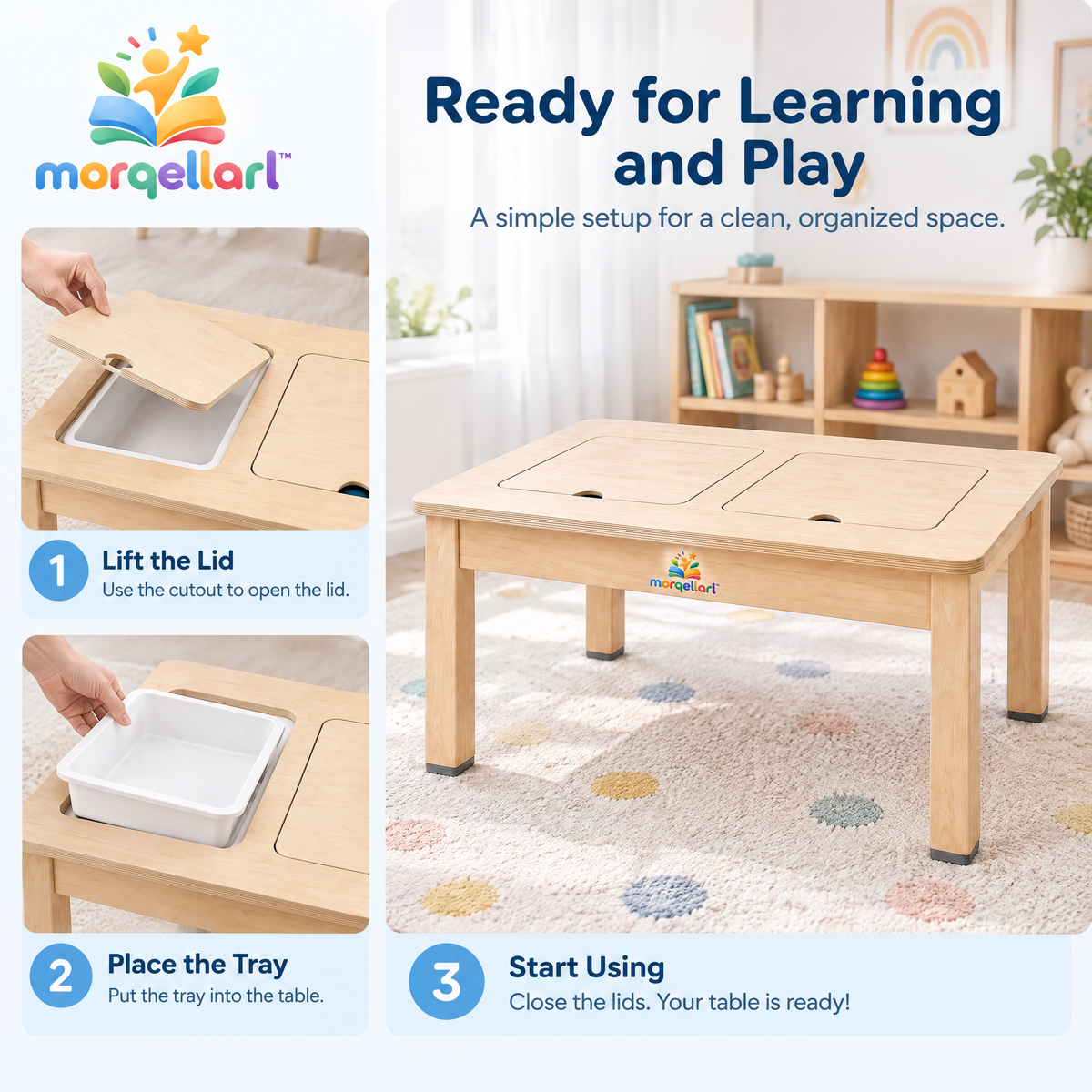 morqellarl™ Wooden Montessori Learning Table