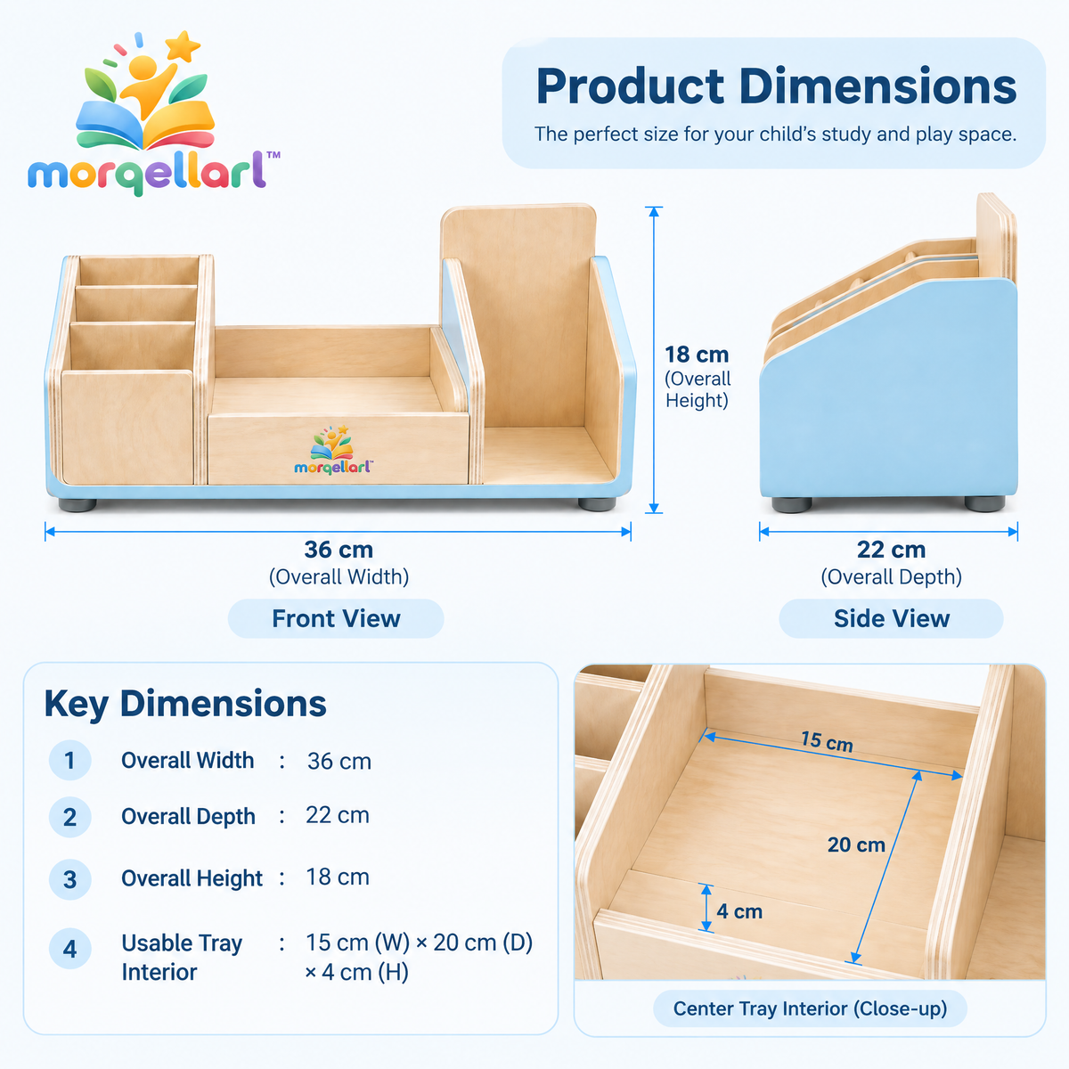morqellarl™ Premium Kids Desk Organizer